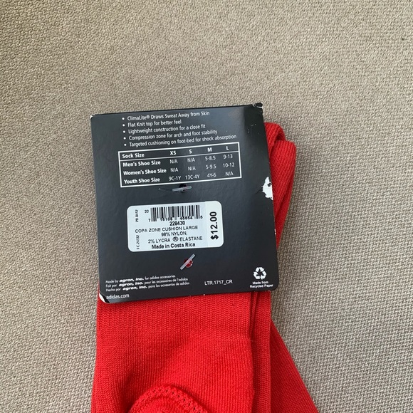 Red Adidas Soccer Socks Size L - Picture 3 of 3